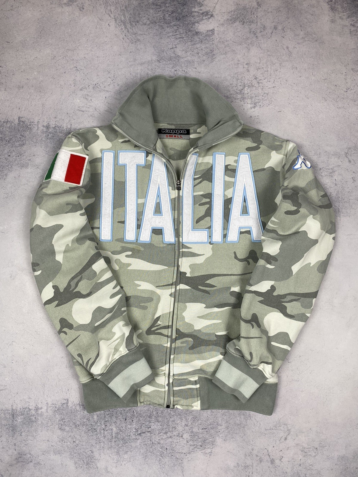 Vintage Kappa Italy Football Sweatshirt Soccer Jacket Camo Track Top Mens Size S
