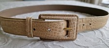 Eleganter Lederg&uuml;rtel WINDSOR Hellbeige  Reptilpr&auml;gung 85 cm