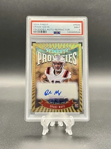 2024 Topps Finest Drake Maye Prodigies Auto Refractor PSA 9 RC Patriots P-DM