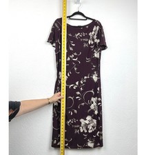 Lauren Ralph Lauren Purple Floral Sheath Dress - 16 - Ruched Side Floral Classic