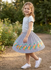 Janie and Jack Midsummer Garden Floral Stripe Skirt Size 5