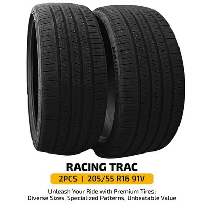 2 Tires 205/55R16 91V A/S All Season RACING TRAC - Dry Grip & Fuel Efficient, 91