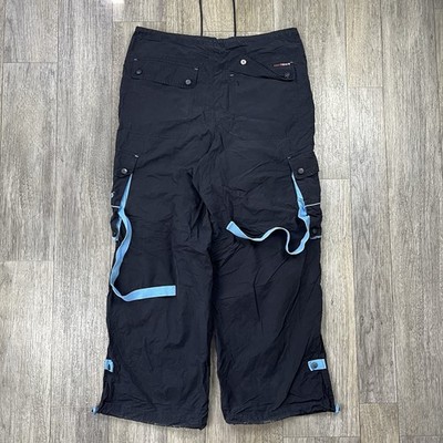 Vintage CAFFEINE Pants Size Medium Black Parachute Rave Wide Leg