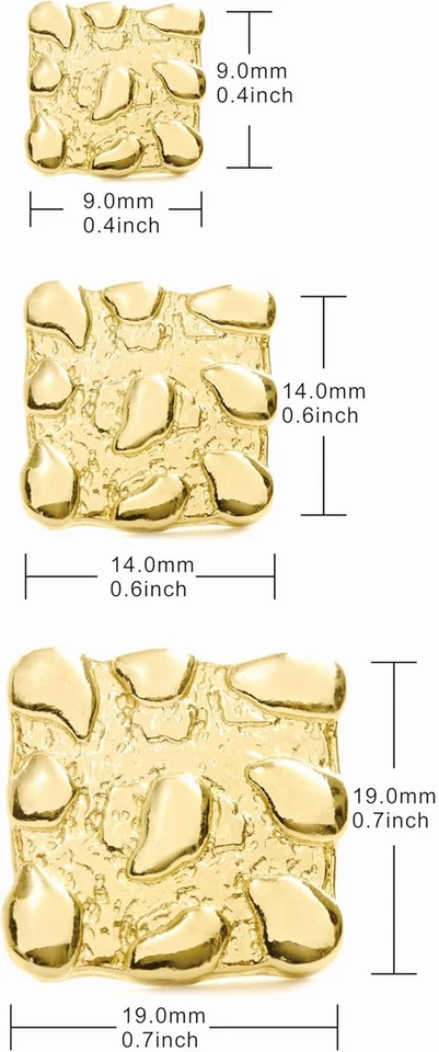 Nugget Earrings Gold Nugget Earrings for Men Gold Earring for Men 925 Sterling S - Image 3 of 4