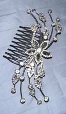 Silber Weiß Kristall Metall Floral Braut Haarkamm Neu Accessoire für Hochzeit, 