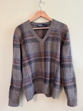 Vintage 90s Polo Ralph Lauren Large Alpaca Wool Sweater Knit Men  s V Neck