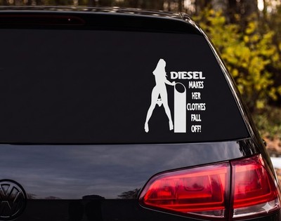 Diesel Makes Her Clothes Fall Off Woman Silhouette Vinyl Decal Sticker