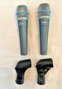 qty (2) SHURE BETA 57A SUPERCARDIOID DYNAMIC MICS w/Clips *FREE SHIPPING*