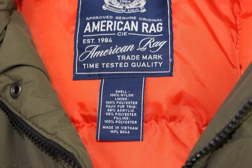 Casaco Parka Masculino American Rag XL Exército Verde com Capuz Forro Acolchoado - Imagem 3 de 4
