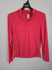 ASICS Womens Quarter Zip Pullover Hot Pink Long Sleeve Athletic Top Size Large