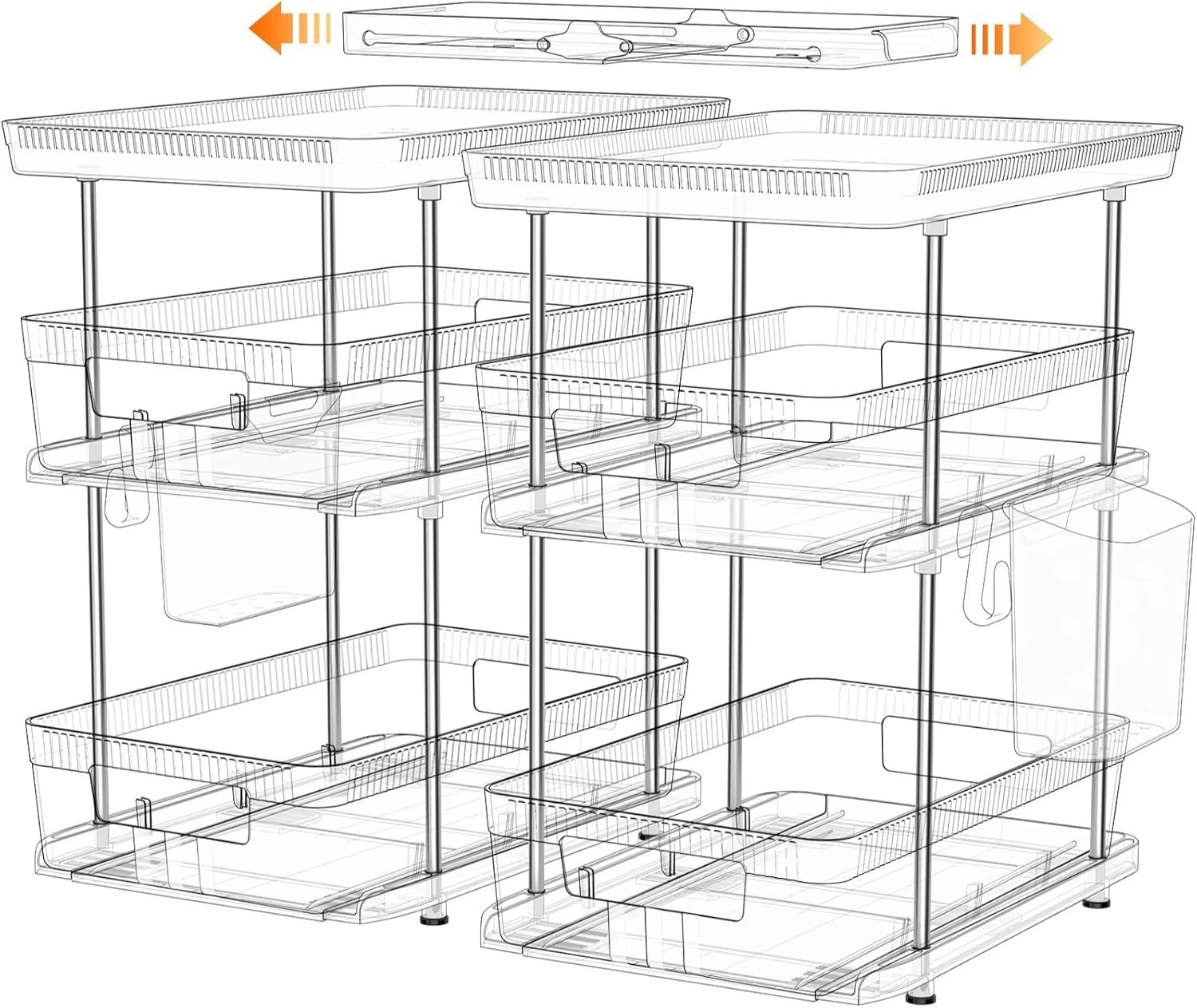 3 Tier Large Pull Out Cabinet Organizer, Adjustable Bathroom and Pantry Organize