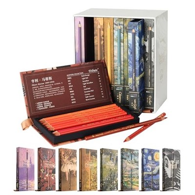 MARCO Oil Based Colored Pencils 80 Color Set Soft Core Metal Box with Sharpener