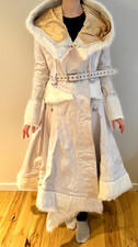 Ritual Fashion White Leather Fur Huntress Futuristic Coat Jacket Robe Hooded 10