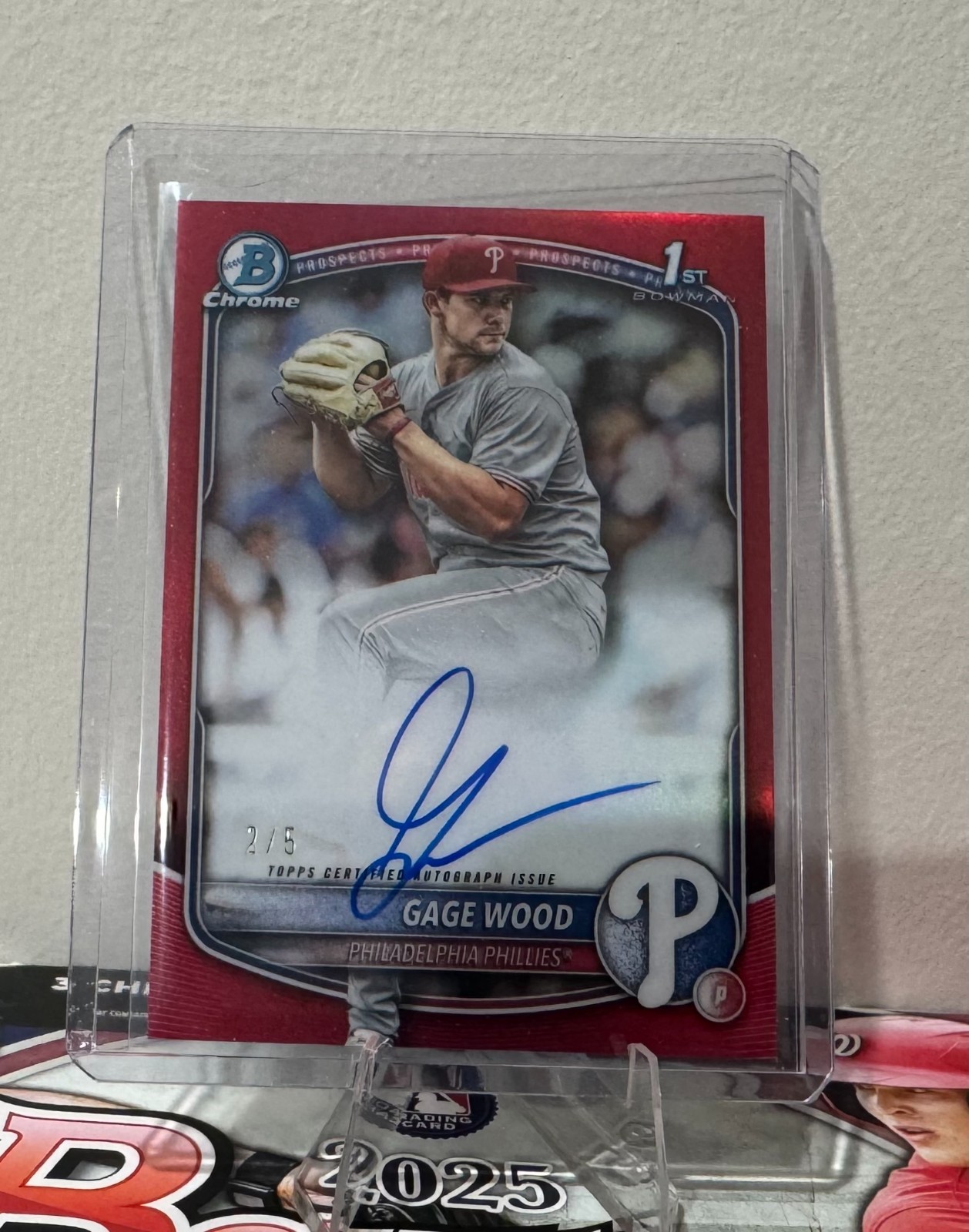 2025 Bowman Draft Chrome Gage Wood Auto Red Refractor /5 1st CPA-GW