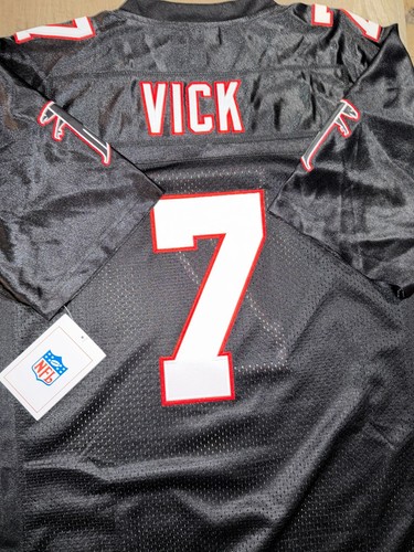 BRAND NEW #7 Michael Vick THROWBACK Black ATLANTA FALCONS Jersey Size LARGE