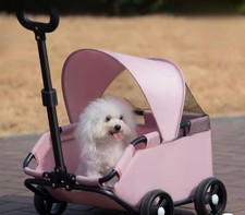 Pet Stroller PINK for Small Dogs Cats 4 Wheels Travel Folding Carrier Trolley
