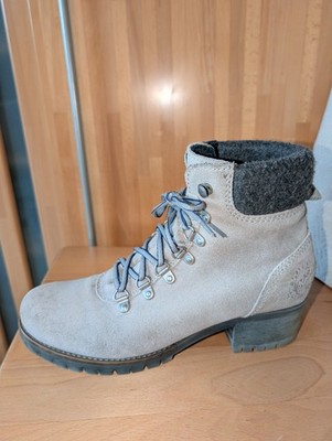 S.Oliver Stiefeletten Boots Schnürung grau Wildleder Absatz Blockabsatz  42 warm
