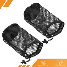 2Pack 8.7"x5.1" Golf Ball Bag Nylon Drawstring Mesh Storage 24-32 Balls Black