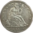1853 50C Rays Seated Liberty 1/2 Dollar ICG EF45 Key PROBLEM FREE Type Coin