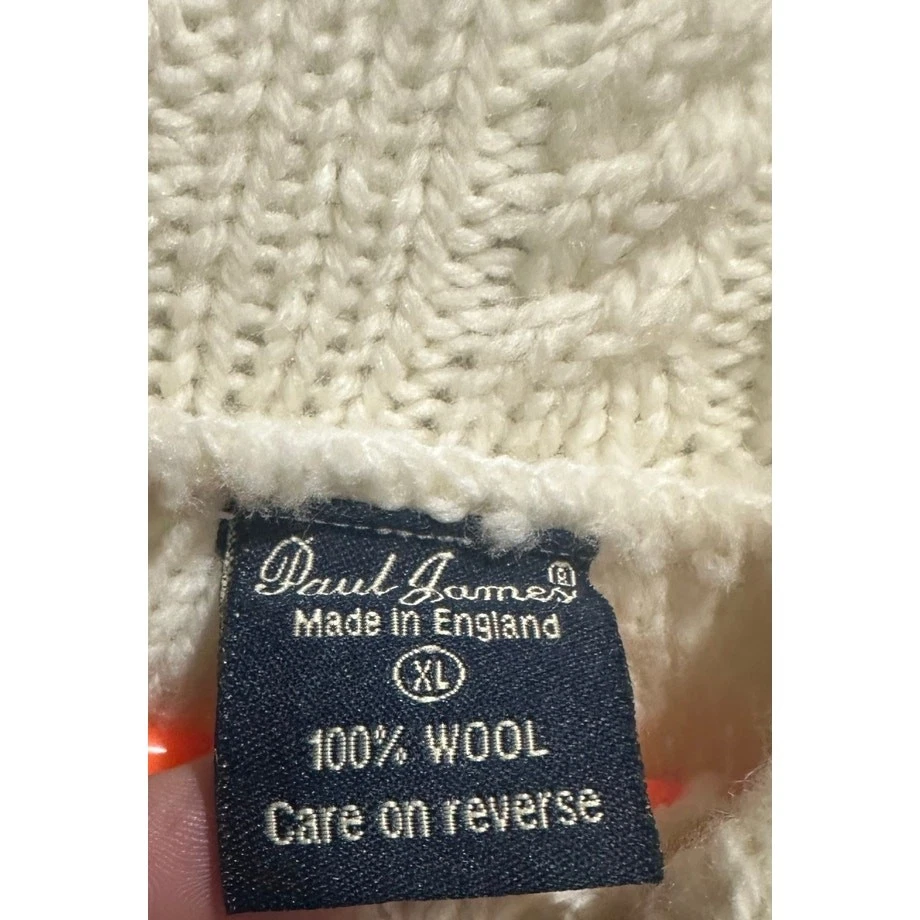 De Colección Paul James Inglaterra Pescador Grueso Tejido Cuello Alto 100% Lana Talla XL Para Mujer Foto 4 de 4