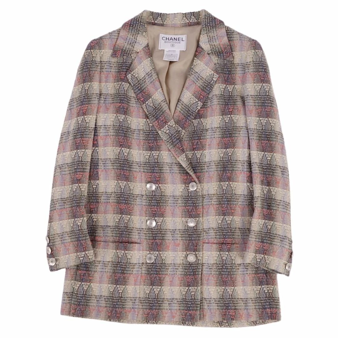 Giacca vintage Chanel 98P sartoriale doppiopetto tweed capospalla donna 38