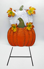 Rustic Metal Stacked Pumpkin Garden Stake Outdoor Welcome Sign Fall Decor 24x12