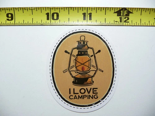 I LOVE CAMPING LANTERN SMALL STICKER DECAL HIKING CAMPING WOODS GEAR PARK deal from eBay