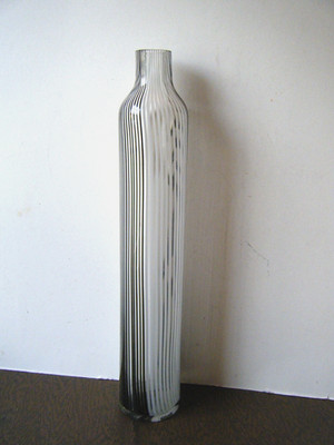 Older Dino Martens Murano Mezza Filigrana 20'' Bottle Vase Black & White Stripes