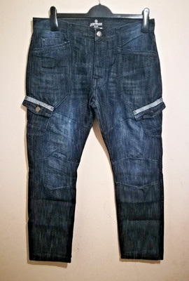 Airwalk Jeans Herren W32 L30 Blau Navy Cargo Skater Style Button Fly Hose