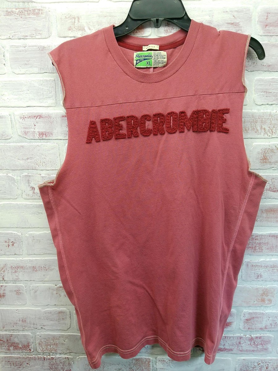Vintage Abercrombie & Fitch Muscle Shirt XL Red Sunfaded Spellout