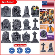 1.75-Inch Mini Tombstone Set - 12 Haunted Graveyard Decorations for Halloween