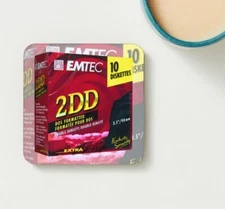 EMTEC 2DD Floppy Disc 3.5"  - Set 4 x Coasters NEW 3.75" x 3.75" Non Slip