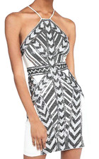 NEW EXPRESS SOFT IVORY SEQUIN HALTER SHEATH DRESS SIZE XS