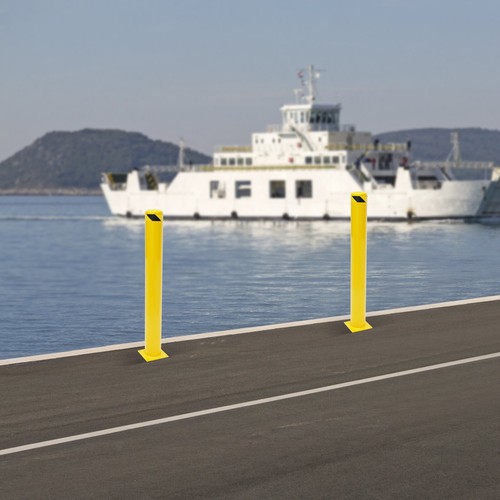 2x 48" Safety Bollard Post Yellow Steel Safety Barrier for Entrance, Parking Lot