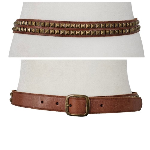 Vintage Belt Womens L White Leather Gold Metal Embellished  display picture 2