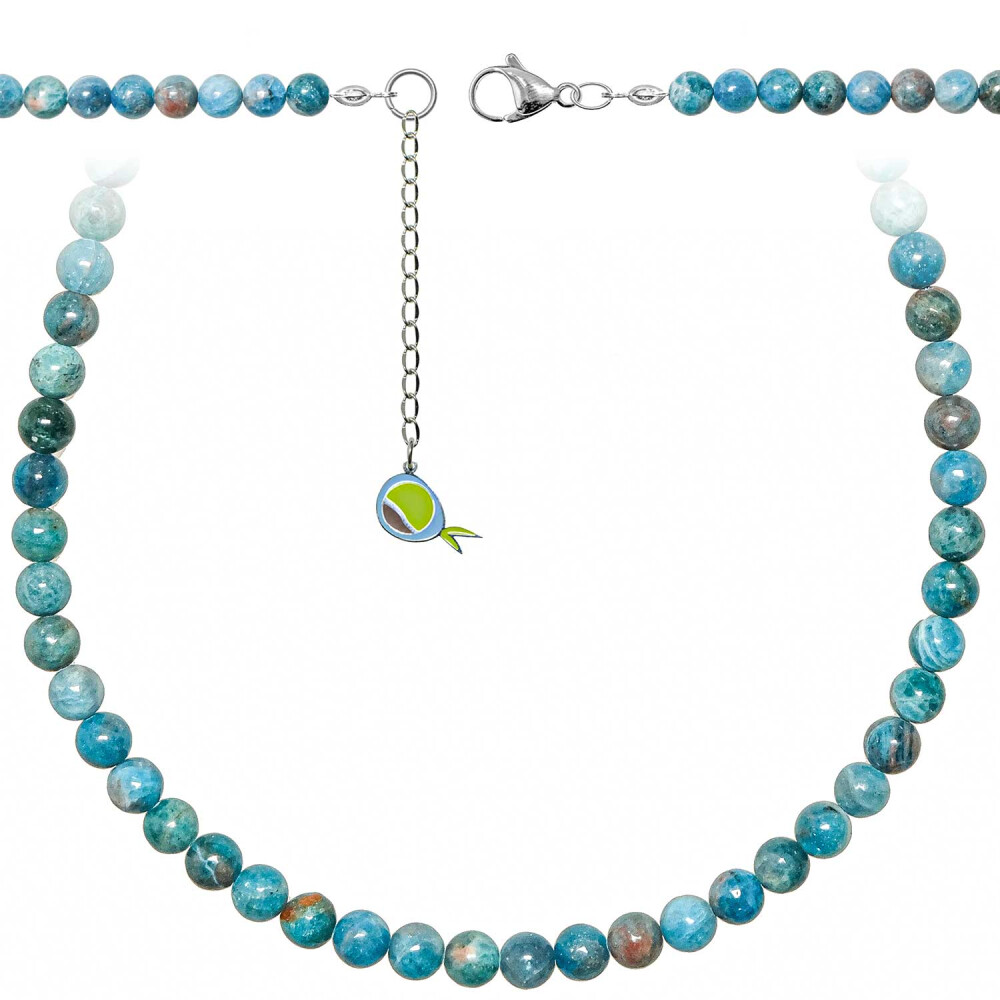 Collier en apatite bleue authentique bijoux minéraux perle 6 mm