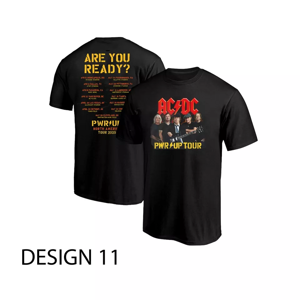 PWR UP 2025 ACDC Are You Ready Tour Dates T-Shirt Power Up North American 2025