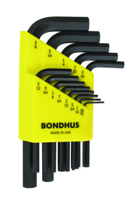 Bondhus HLX13S 13-teiliges kurzes Sechskant-Inbusschlüssel-Set 0,050-3/8 Zoll AF 12237
