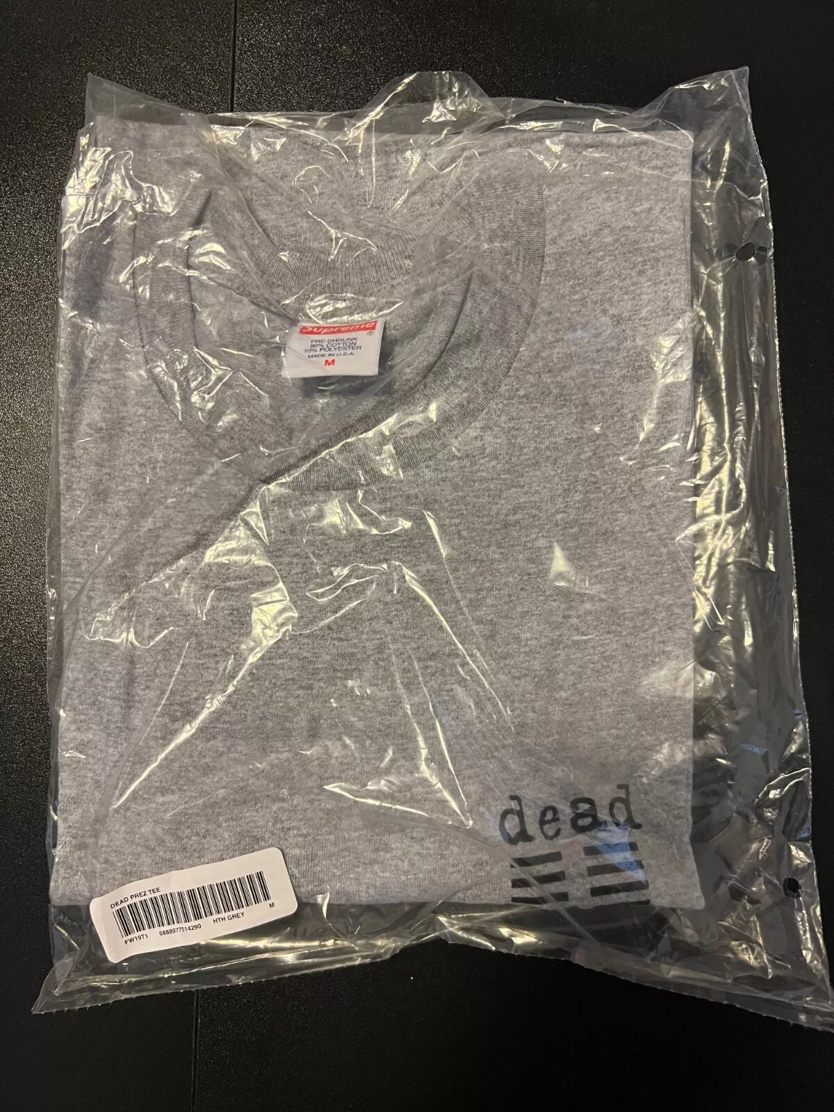 Tee bruyère gris Supreme Dead Prez taille moyenne DS authentique M Rap Hip Hop