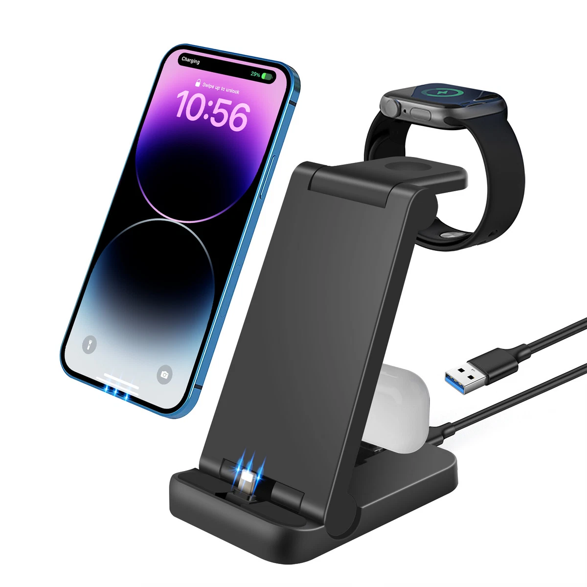 3in1 Charging Dock Charger Stand For Apple Watch 8 7 SE iPhone 14