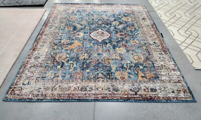 BLUE / LIGHT GREY 8' X 10' Broken Thread Rug, Reduced Price 1172710004 BTL361C-8