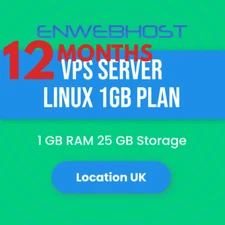 VPS Server Linux 1G RAM 25 GB Storage Location UK - 12 Months