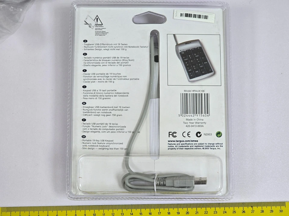 USB 19 KEY NUMERIC KEYPAD SLIM PORTABLE LAPTOP  BRAND NEW SEALED Targus FULL KEY - Image 2 of 2