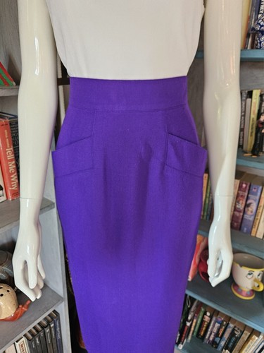Vintage Purple Paul et Duffier 100% Wool Pencil Skirt