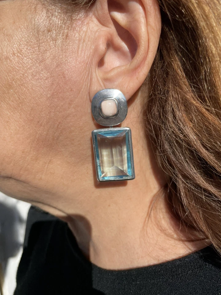 Orecchini topazio azzurro e Corallo - Immagine 3 di 4