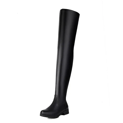 36-48 Overknee Übergröße Stiefel Flach Weich Reißverschluß Boots Schwarz - Bild 7 von 16