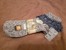 Blue & Wht Ankle Socks W/Blue Lace, Shoe Size 4-9, By Two Feet Ahead, New, USA