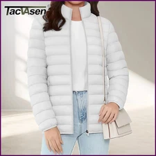 Full Zip Up Puffer Jacket Womens Winter Lightweight Quilted Down