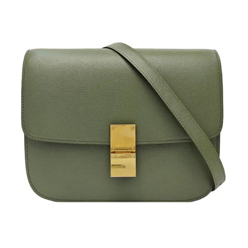 【Authentic】 CELINE CLASSIC BOX Green Leather Handbags (DDP)