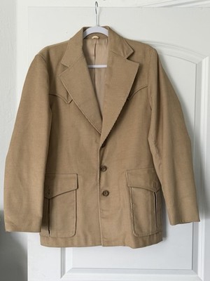 Vintage Pioneer Wear Corduroy Blazer Beige Western Mens 36 Made In USA 90s
